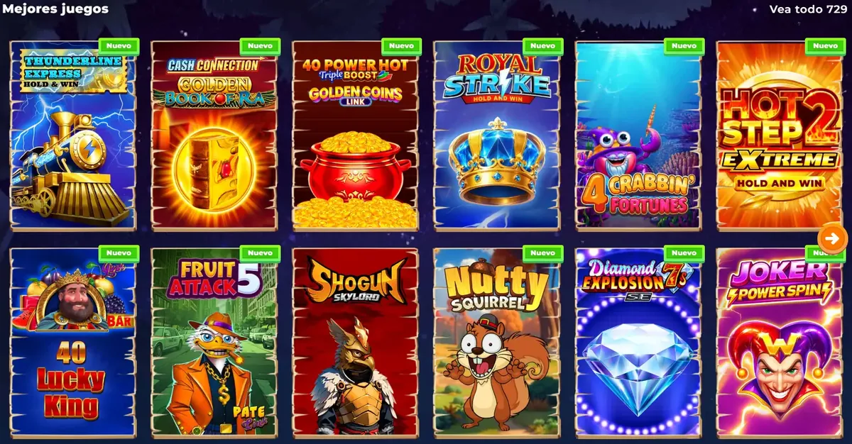 Sección Mejores juegos de Wazamba con las tragaperras destacadas del catálogo